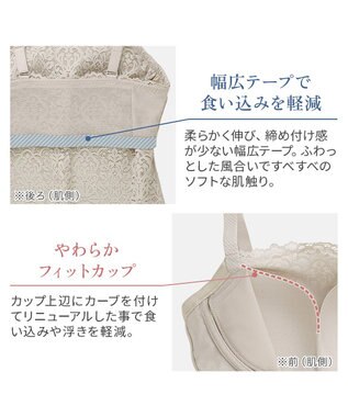 BRADELIS New York 【カヤビューティーラボ】はくだけ簡単!レーシーロングブラ25 補正 下着 カップ付き  ブラトップ キャミソール シアーグレージュ