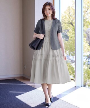 Tiaclasse 【洗える】 ティアードシャツワンピース ライトグレー
