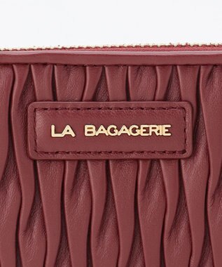LA BAGAGERIE シープレザープリーツ加工ラウンドウォレット ワイン