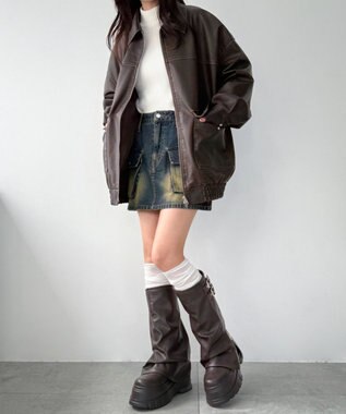 WEGO 厚底カバーロングブーツ ブラウン