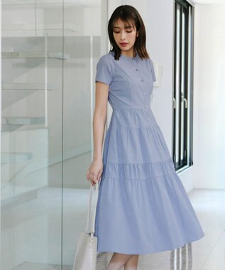 Tiaclasse 【洗える】 ティアードシャツワンピース ブルー