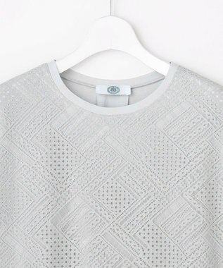 J.PRESS LADIES S 【一枚で着映え・シーンレスに活躍】タイルライクレース クルーネック カットソー グレー系