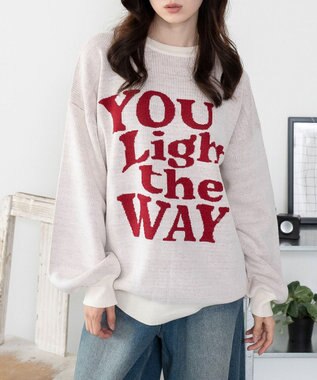 WEGO 【洗える】グラフィックニットBIGプルオーバー 柄1