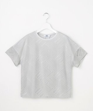 J.PRESS LADIES S 【一枚で着映え・シーンレスに活躍】タイルライクレース クルーネック カットソー グレー系