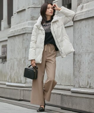 J.PRESS LADIES L 【洗える】ブラッシュドマルチポリ ショート ダウンコート アイボリー系