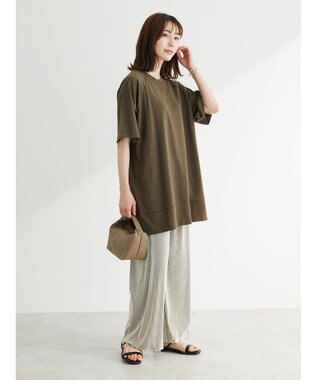 Green Parks 接触冷感５分袖ラグランチュニック Khaki