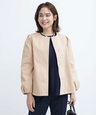 組曲 S コットンライクツイル ノーカラーショート丈コート ベージュ系