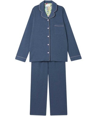 une nana cool 【綿100%】やわらか杢フライスパジャマ MADE WITH LIBERTY FABRIC ブルー