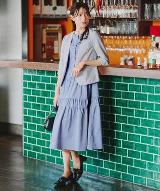 Tiaclasse 【洗える】 ティアードシャツワンピース ブルー