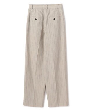 BEIGE， ERYTH / リネンストライプ タックワイドパンツ Flax × Bordeaux