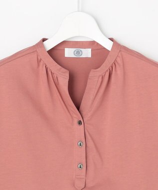 J.PRESS LADIES L プレーティングジャージー バンドカラー カットソー ローズピンク系