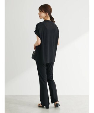 Green Parks プリーツ加工フレンチスリーブカットプルオーバー Black