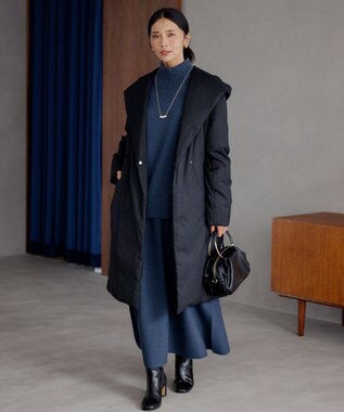 23区 【洗える】ウールカシミヤ ハイネック ニット ダルブルー系