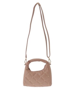 earth music&ecology スタッズキルトバッグ Light Brown