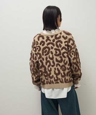 Green Parks ・ｆｕｒｒｙ　ｒａｔｅ　レオパードジャカードニット Beige