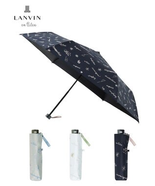 MOONBAT 【一級遮光/晴雨兼用】LANVIN en Bleu (ランバン オン ブルー) 折りたたみ日傘 ラインドローイング 遮光 遮熱 UV ディープブルー