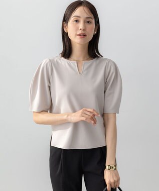 組曲 L 【WEB限定】ジョーゼットジャージーランタンスリーブ5分袖 ブラウス