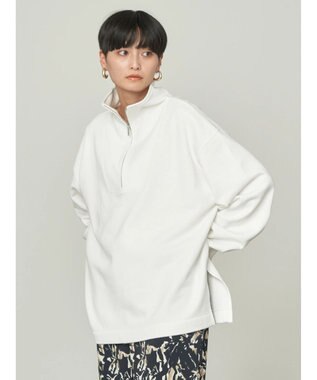 AMERICAN HOLIC ハーフＺＩＰ裏毛チュニック Off White