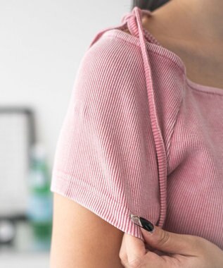 WEGO ヴィンテージウォッシュオフショルちびT ライトピンク