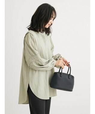 Green Parks 表面変化比翼シャツチュニック Smoky Green