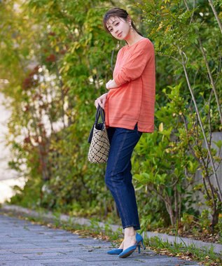 Tiaclasse 【インナーセット・洗える】ボーダー編みシアーニットアンサンブル ピンク