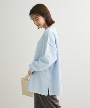 Green Parks 裏起毛配色ステッチロゴチュニック Light Blue