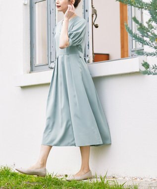 Tiaclasse L 【洗える】パフスリーブワンピース ミント