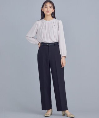 組曲 S 【WEB限定】ベーシックダブルクロス ワイドストレートパンツ ブラック系