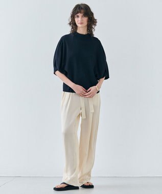 BEIGE， 【洗える】NADIA / ボリュームスリーブ半袖ボトルネックニット Navy