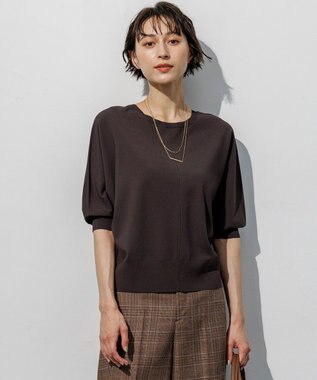 23区 【先行予約】セミマットフリゼ 2WAY ドルマンスリーブ ニット ダークブラウン系