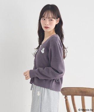 earth music&ecology 【予約】miffy/earth モコモコカーディガン チャコールグレー