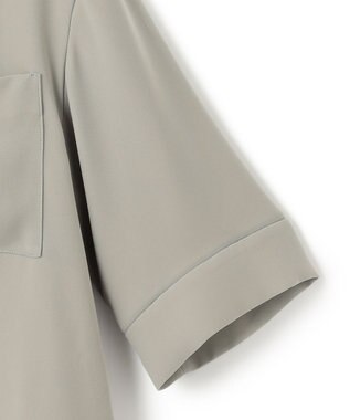 ICB 【UVカット・防シワ・洗える】ライトダブルクロス バンドカラーブラウス スモークグレー系