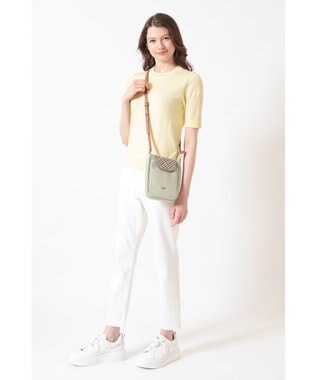 DAKS ナイロン×牛革 ハウスチェック 縦型ショルダーバッグ
