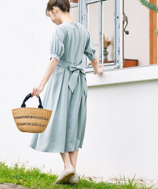 Tiaclasse L 【洗える】パフスリーブワンピース ミント