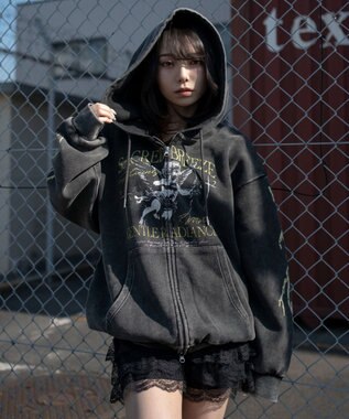 WEGO 【ユニセックス着用ITEM】ブリーチグラフィックZIPパーカー 柄3