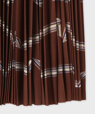 Paul Smith Signature Stripe リボン プリーツスカート ダークレッド