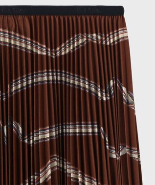 Paul Smith Signature Stripe リボン プリーツスカート ダークレッド