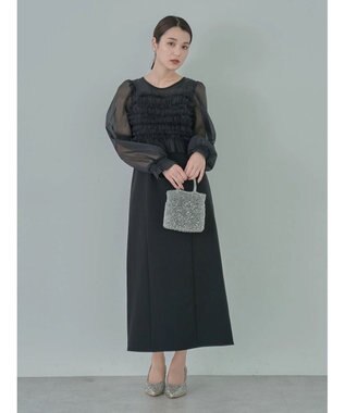 earth music&ecology ＳＥＴ２点チュールキャミ付きドッキングワンピース Black