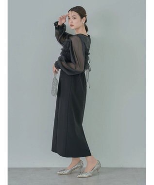 earth music&ecology ＳＥＴ２点チュールキャミ付きドッキングワンピース Black