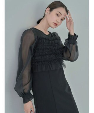 earth music&ecology ＳＥＴ２点チュールキャミ付きドッキングワンピース Black