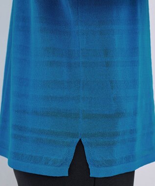 Tiaclasse 【インナーセット・洗える】ボーダー編みシアーニットアンサンブル ブルー