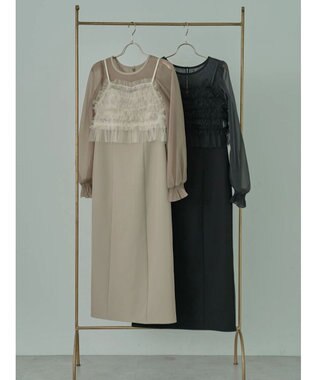 earth music&ecology ＳＥＴ２点チュールキャミ付きドッキングワンピース Beige