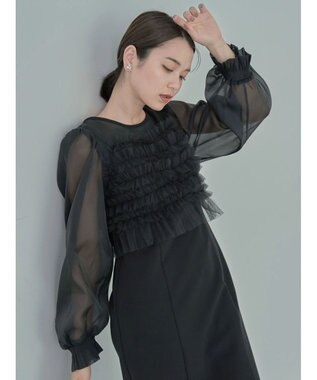 earth music&ecology ＳＥＴ２点チュールキャミ付きドッキングワンピース Black