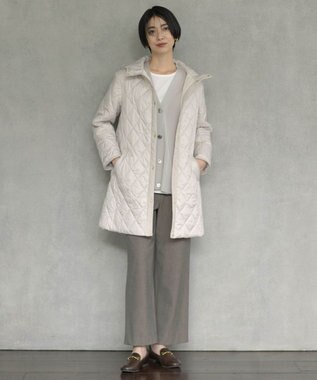 J.PRESS LADIES 【WEB限定カラーあり・洗える】コンパクトタフタキルティング フーデッド コート アイボリー系