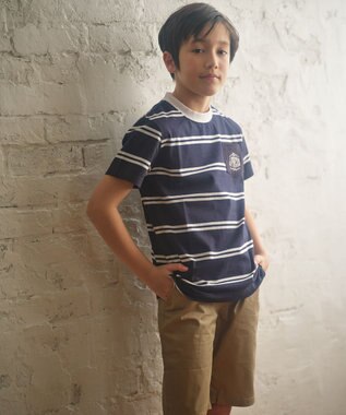 J.PRESS KIDS 【140-170cm】ハウス刺繍ボーダー Ｔシャツ ネイビー系1
