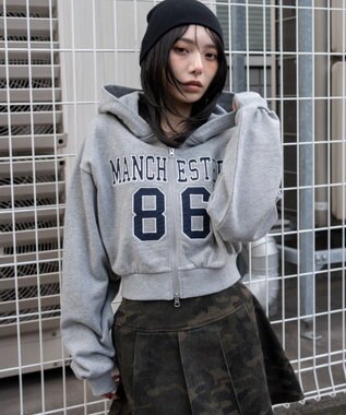 WEGO グラフィックショートZIPパーカー