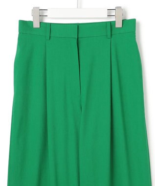 ICB ドライリネンストレッチ ワイドストレートパンツ グリーン