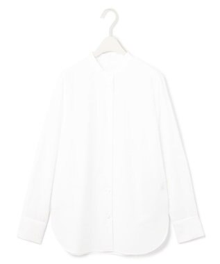 ICB L 【洗える】クリーンブロード バンドカラーブラウス オフホワイト系