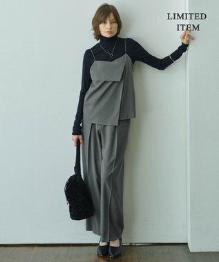 ICB L 【WEB限定・UVカット・洗える】ウール2WAYストレッチ キャミソールブラウス スモークグリーン系