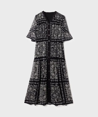 GRACE CONTINENTAL ペイズリーカレイドプリントワンピース ブラック